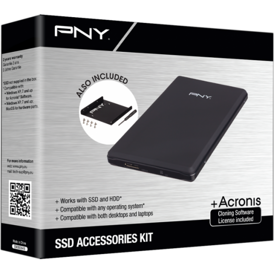 OBUDOWA SSD / HDD PNY SSD KIT 2,5''SATA3 + licencja Acronis