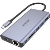 Adapter Unitek D1056A Hub USB-C 2x USB 3.1 HDMI DP RJ45 czytnikSD