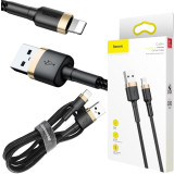 KABEL USB-A -> Lightning / iPhone Baseus Cafule CALKLF-BV1 100cm Apple 2.4A CZARNO-ZŁOTY W OPLOCIE