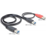 KABEL USB-A(M)+POWER USB-A(M)->USB-A(M) 3.0 0.6M CZARNY