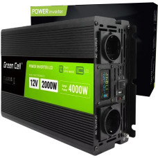 PRZETWORNICA NAPIĘCIA Green Cell PowerInverter LCD 12V -> 230V 2000W/4000W CZYSTA SINUSOIDA