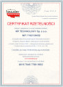 Certyfikat Rzetelności  MP Technology.